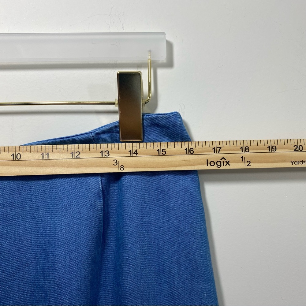 Pendleton Chambray Maxi Skirt Womens 12 Blue Embroidered Floral Cottagecore Boho - Picture 7 of 10